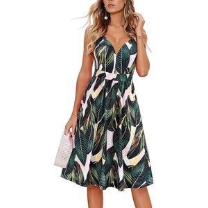 5 for $25 ⭐️ Palm Print A-Line Dress
